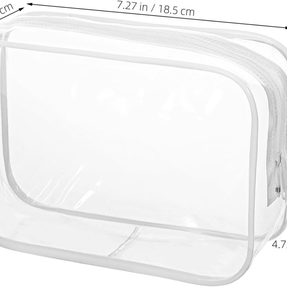 10 Pcs Clear Makeup Bags, Pvc Transparent Zipper Pouches for Cosmetics & Toiletr - Picture 3 of 9
